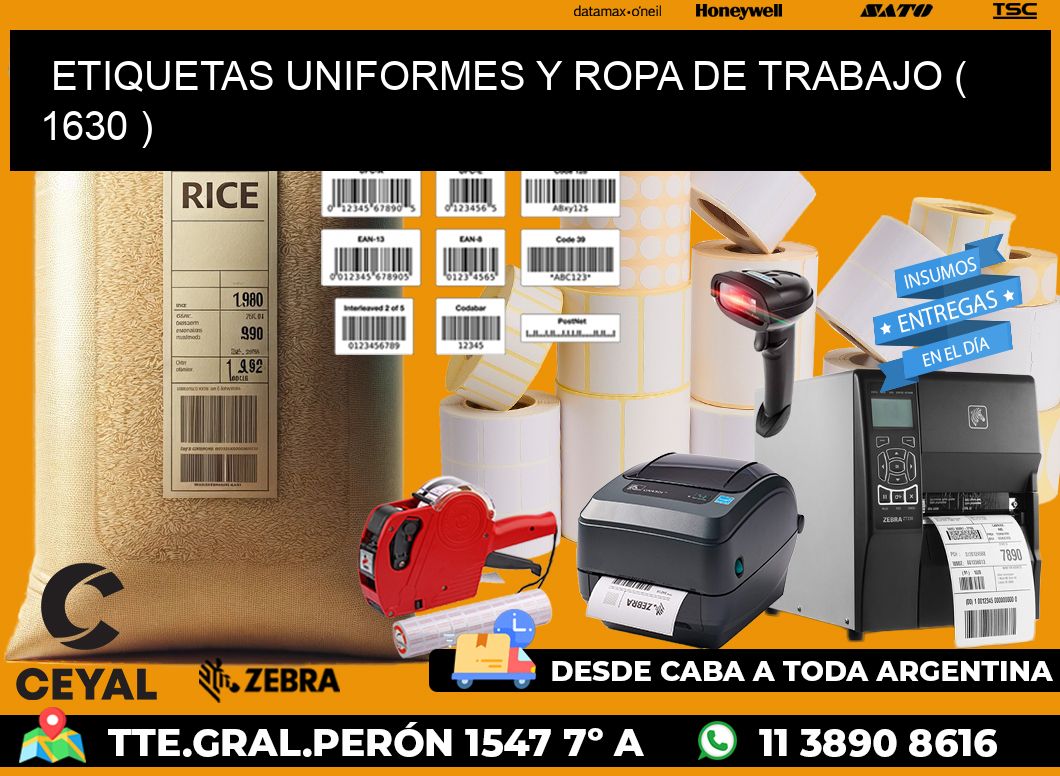 ETIQUETAS UNIFORMES Y ROPA DE TRABAJO ( 1630 )