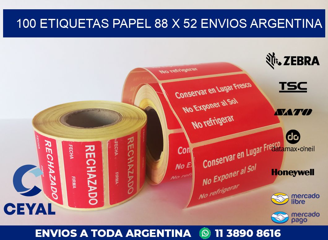 100 ETIQUETAS PAPEL 88 x 52 ENVIOS ARGENTINA