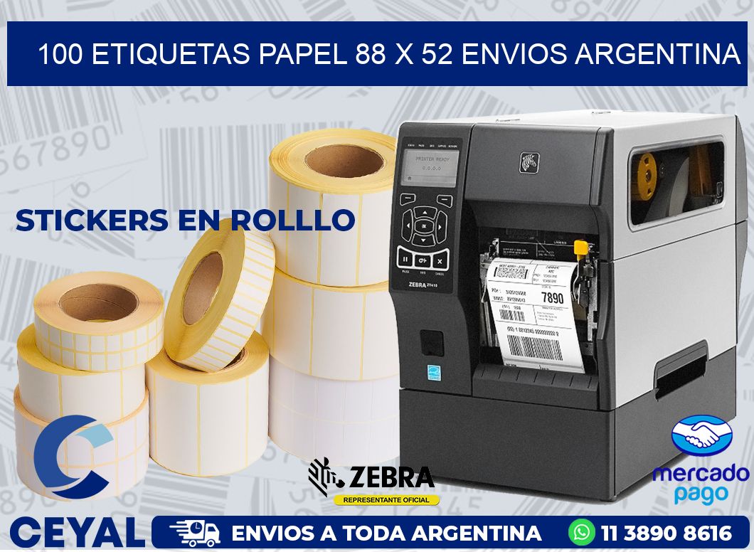 100 ETIQUETAS PAPEL 88 x 52 ENVIOS ARGENTINA