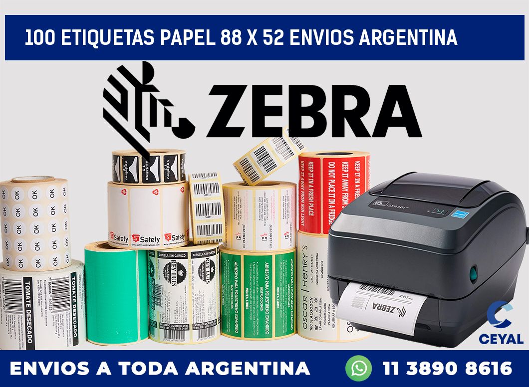 100 ETIQUETAS PAPEL 88 x 52 ENVIOS ARGENTINA