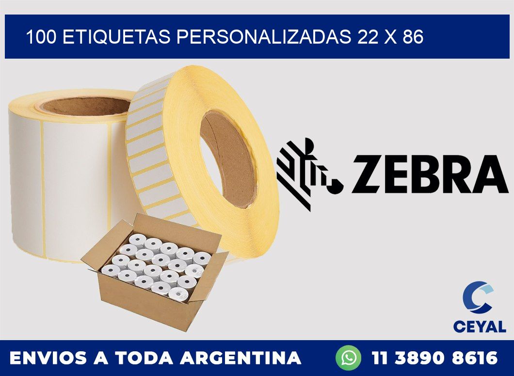 100 ETIQUETAS PERSONALIZADAS 22 x 86