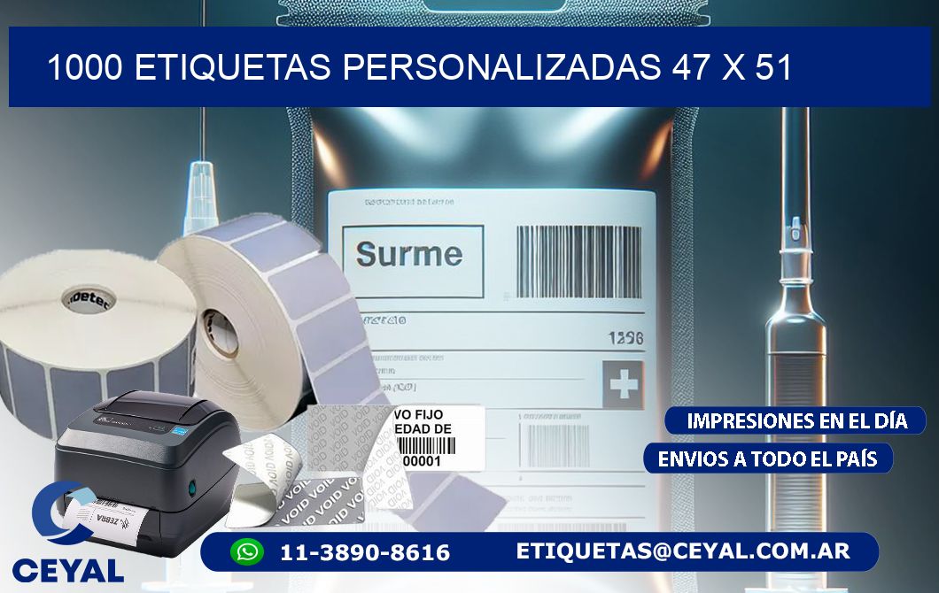 1000 ETIQUETAS PERSONALIZADAS 47 x 51