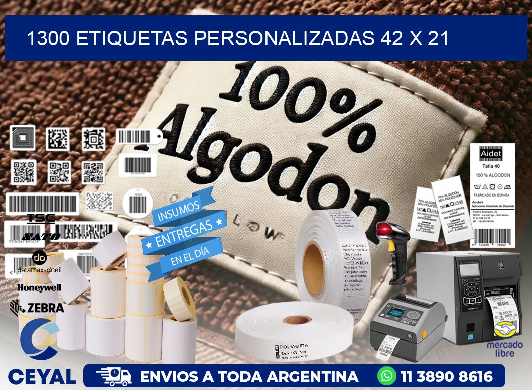 1300 ETIQUETAS PERSONALIZADAS 42 x 21