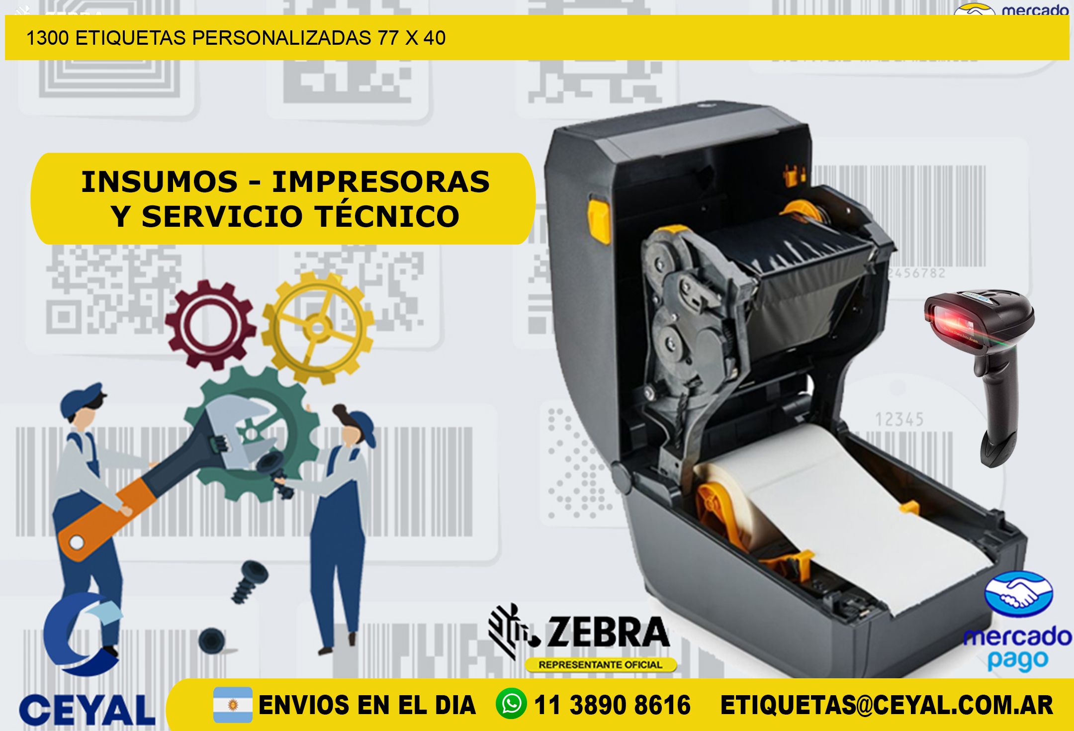 1300 ETIQUETAS PERSONALIZADAS 77 x 40