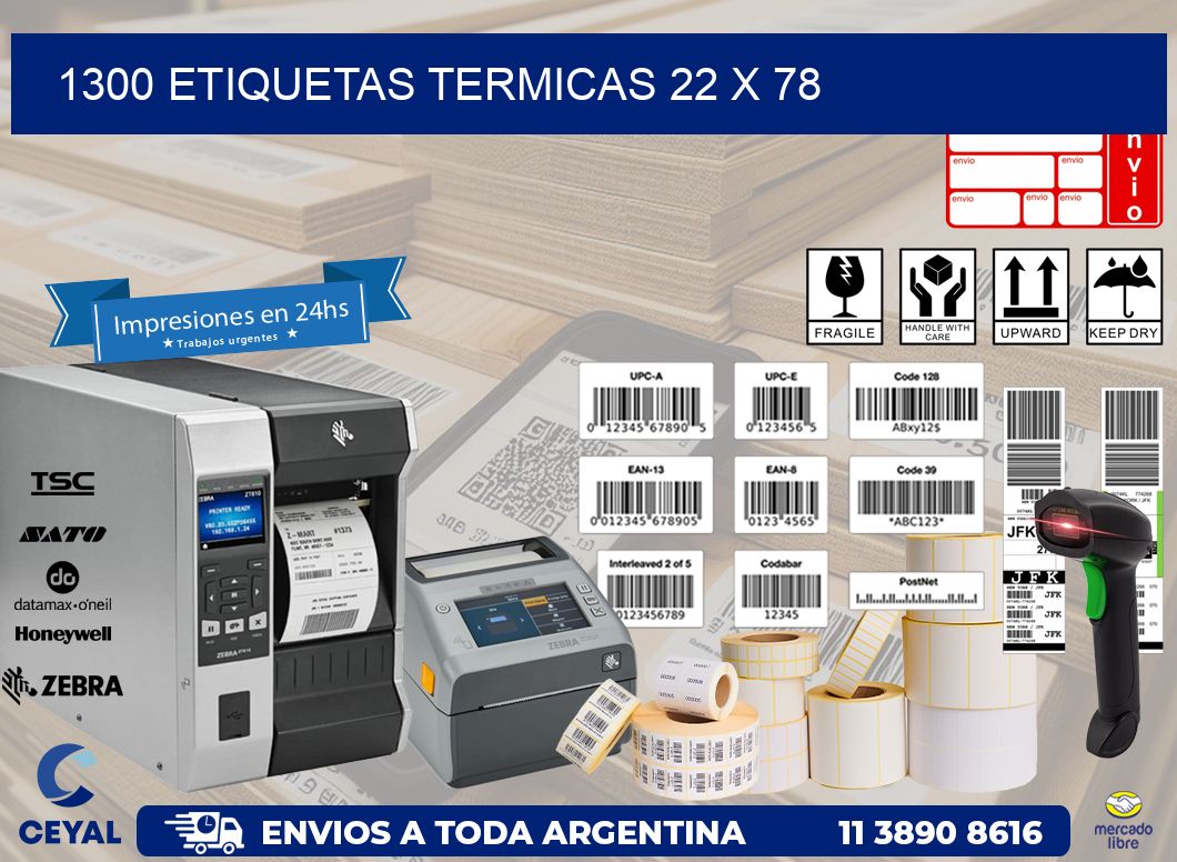 1300 ETIQUETAS TERMICAS 22 x 78