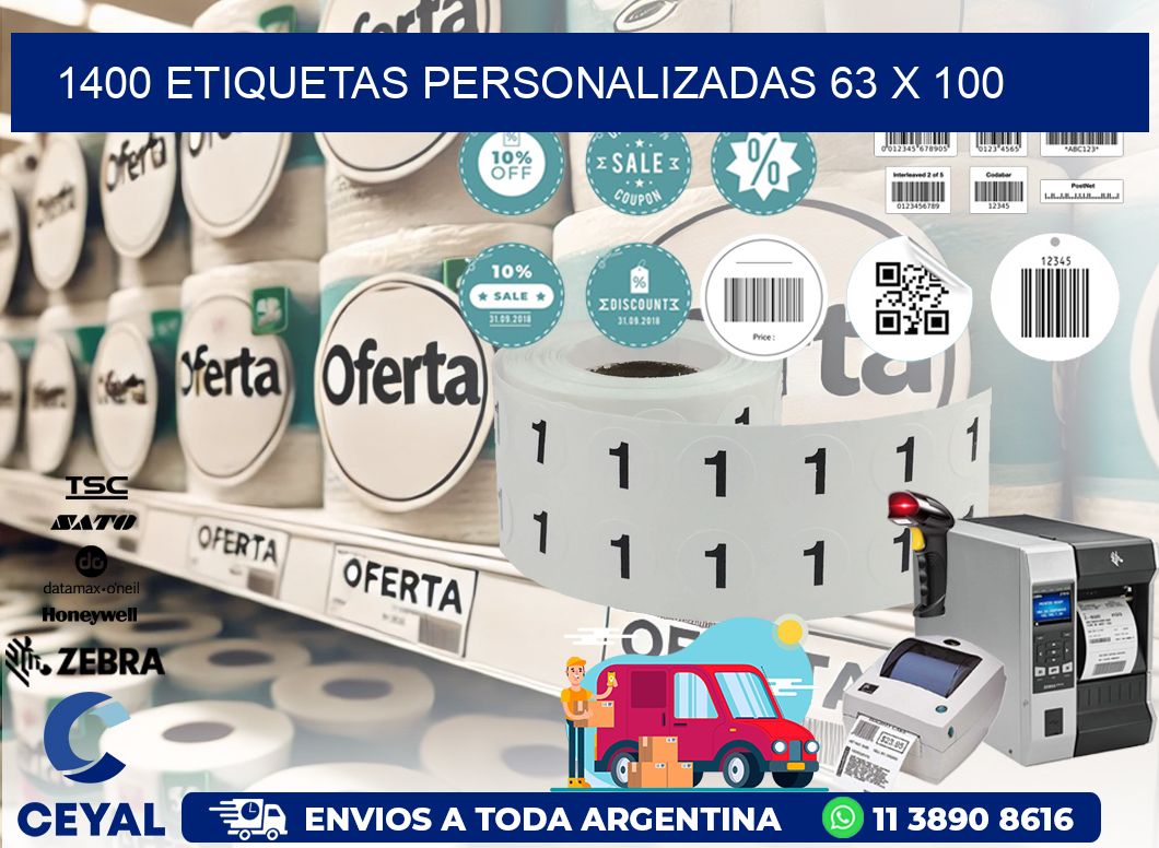 1400 ETIQUETAS PERSONALIZADAS 63 x 100