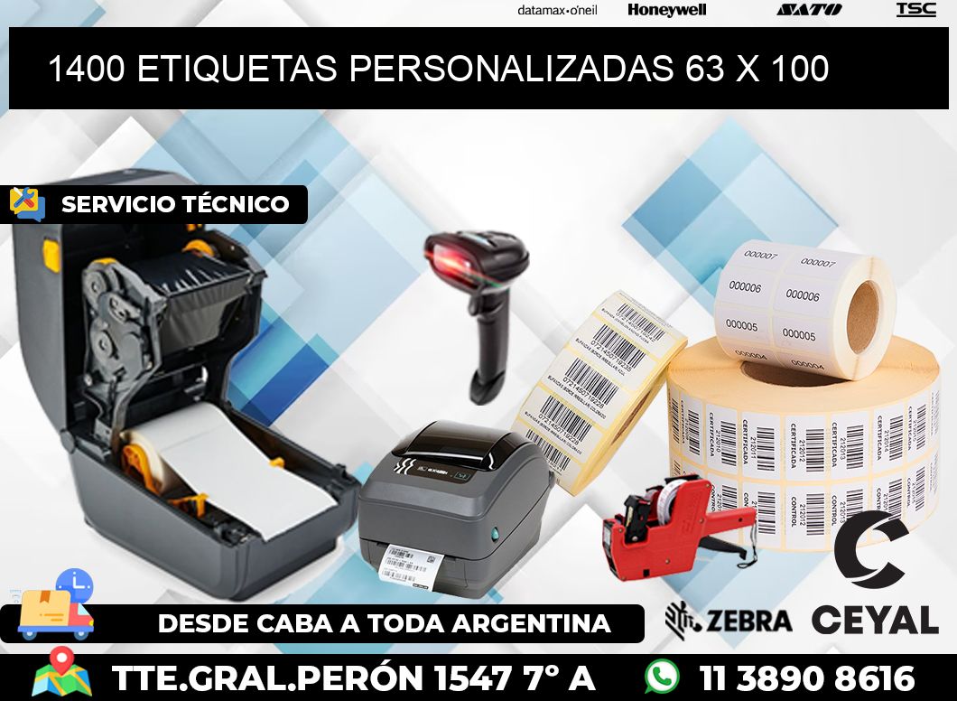 1400 ETIQUETAS PERSONALIZADAS 63 x 100