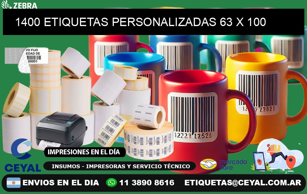 1400 ETIQUETAS PERSONALIZADAS 63 x 100