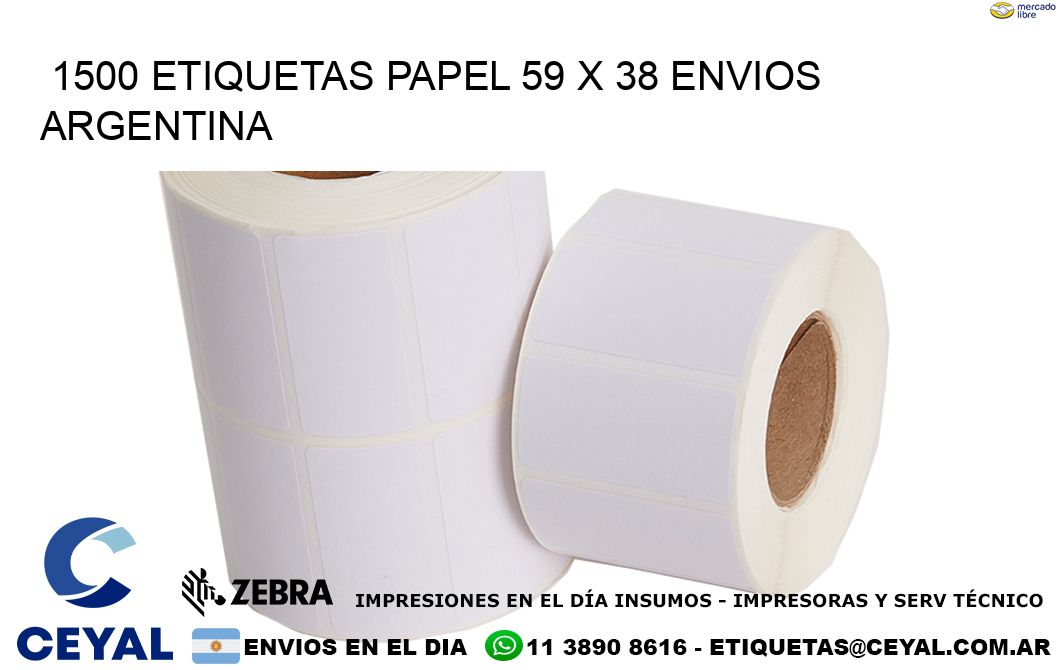 1500 ETIQUETAS PAPEL 59 x 38 ENVIOS ARGENTINA