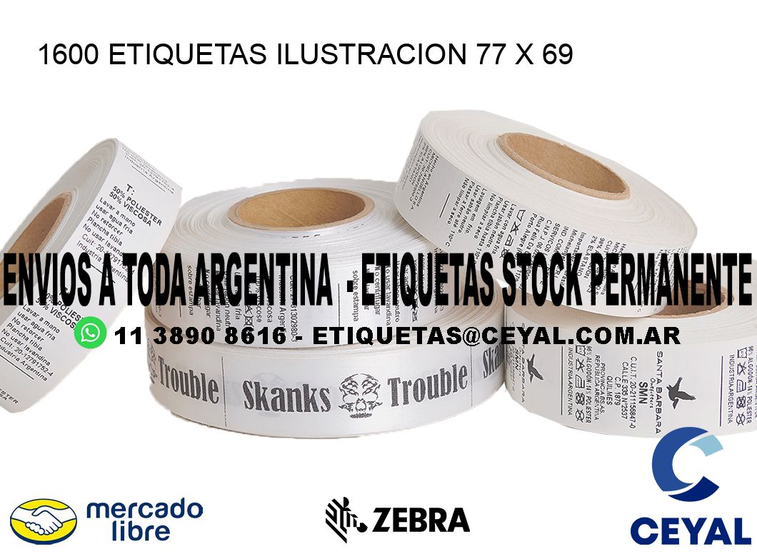 1600 ETIQUETAS ILUSTRACION 77 x 69