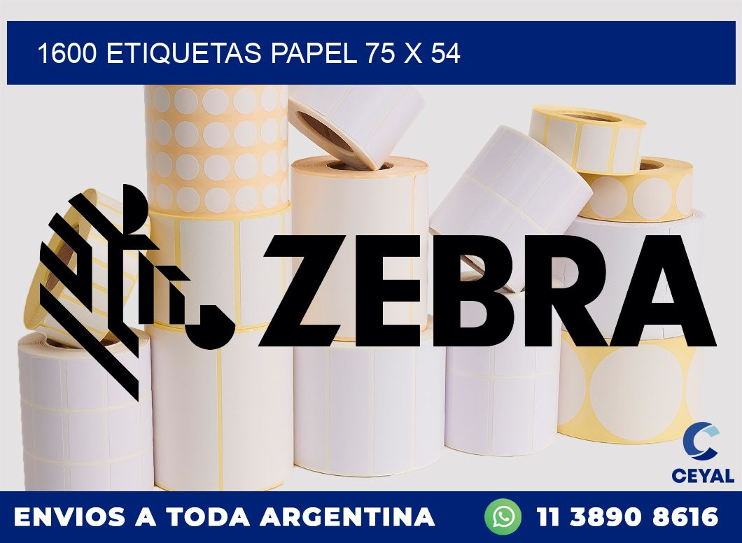 1600 ETIQUETAS PAPEL 75 x 54