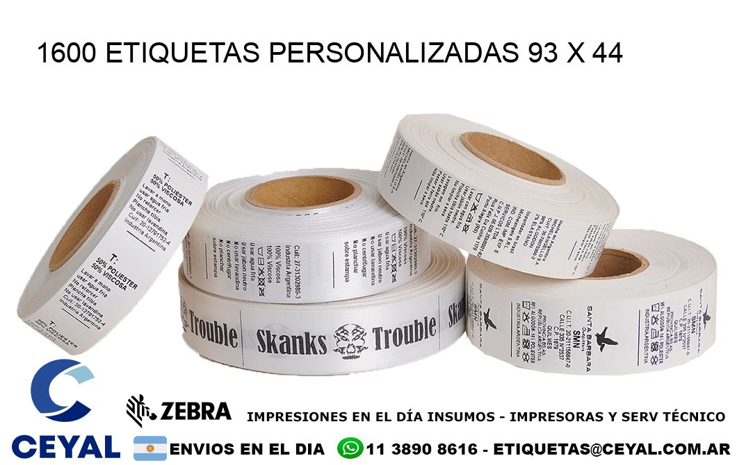 1600 ETIQUETAS PERSONALIZADAS 93 x 44