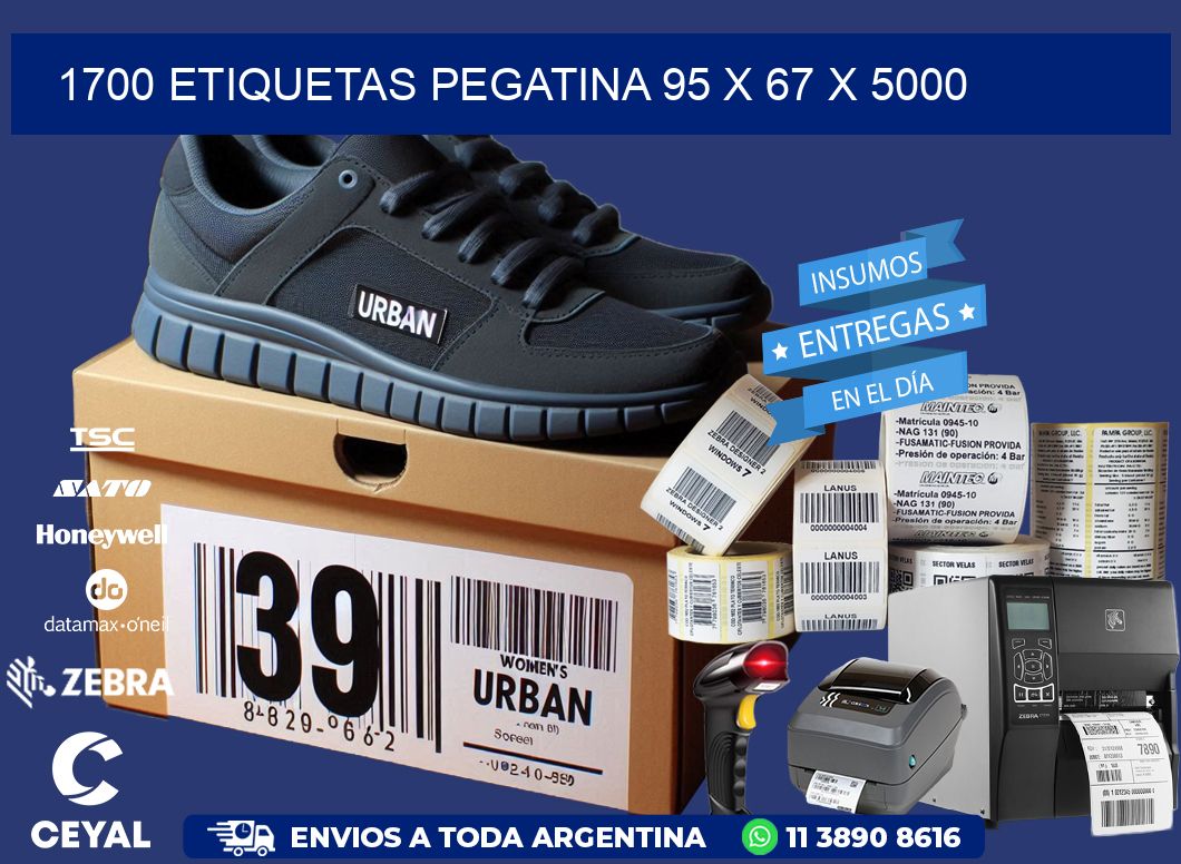 1700 ETIQUETAS PEGATINA 95 x 67 x 5000