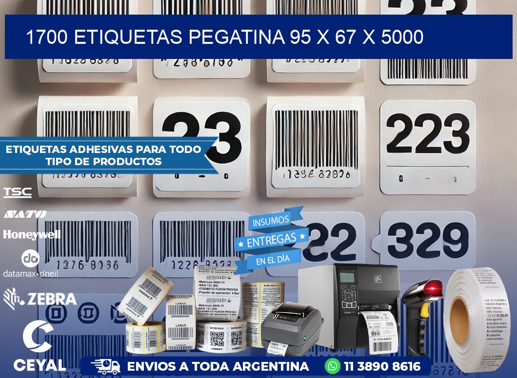 1700 ETIQUETAS PEGATINA 95 x 67 x 5000