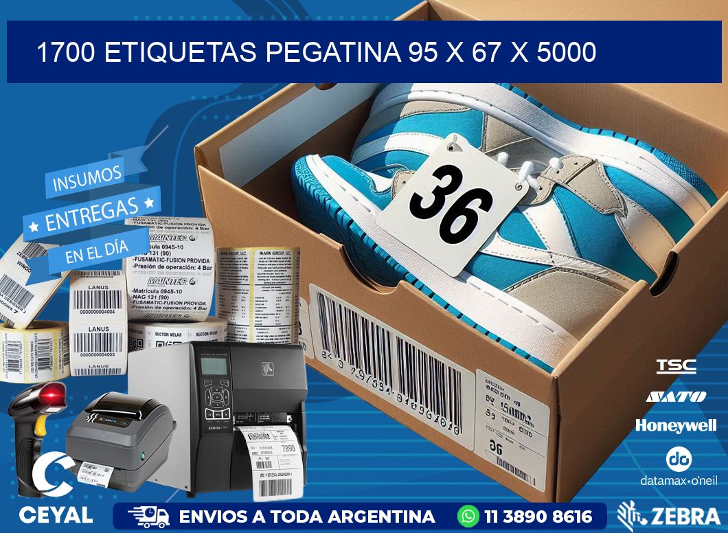 1700 ETIQUETAS PEGATINA 95 x 67 x 5000