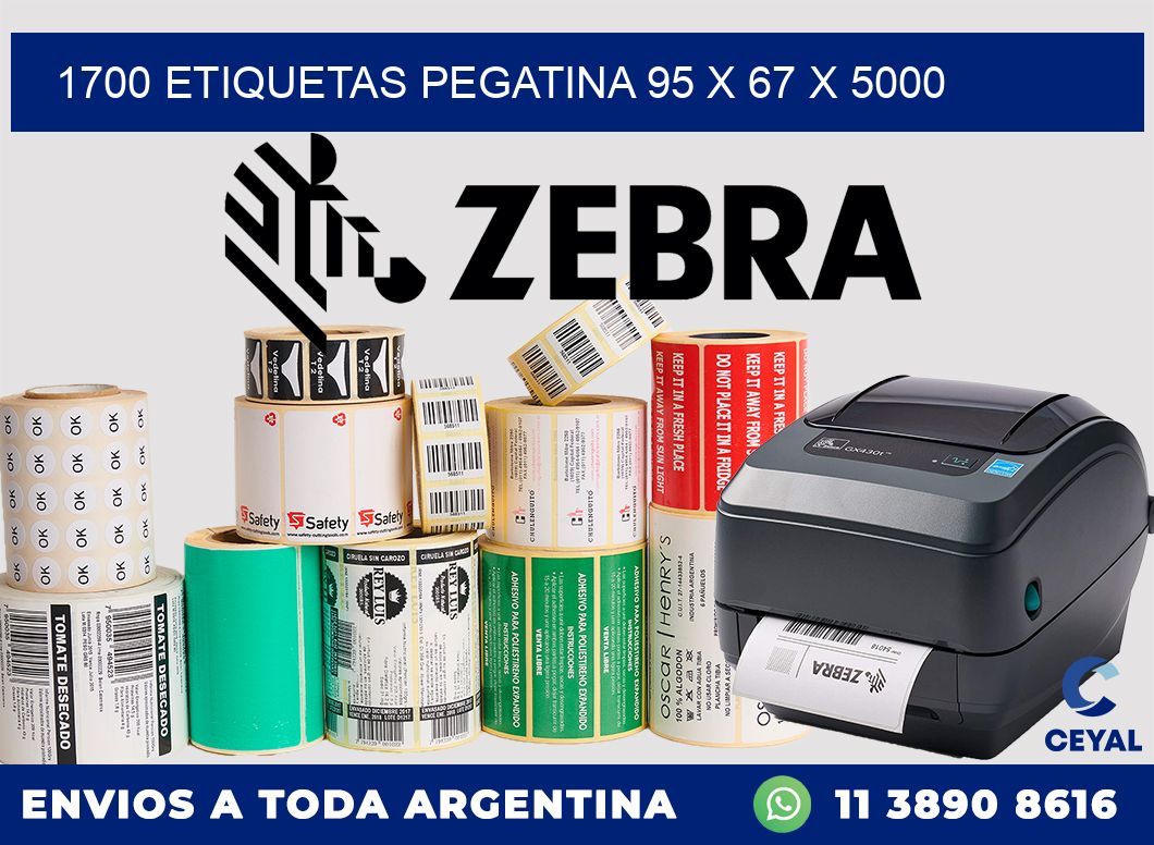 1700 ETIQUETAS PEGATINA 95 x 67 x 5000