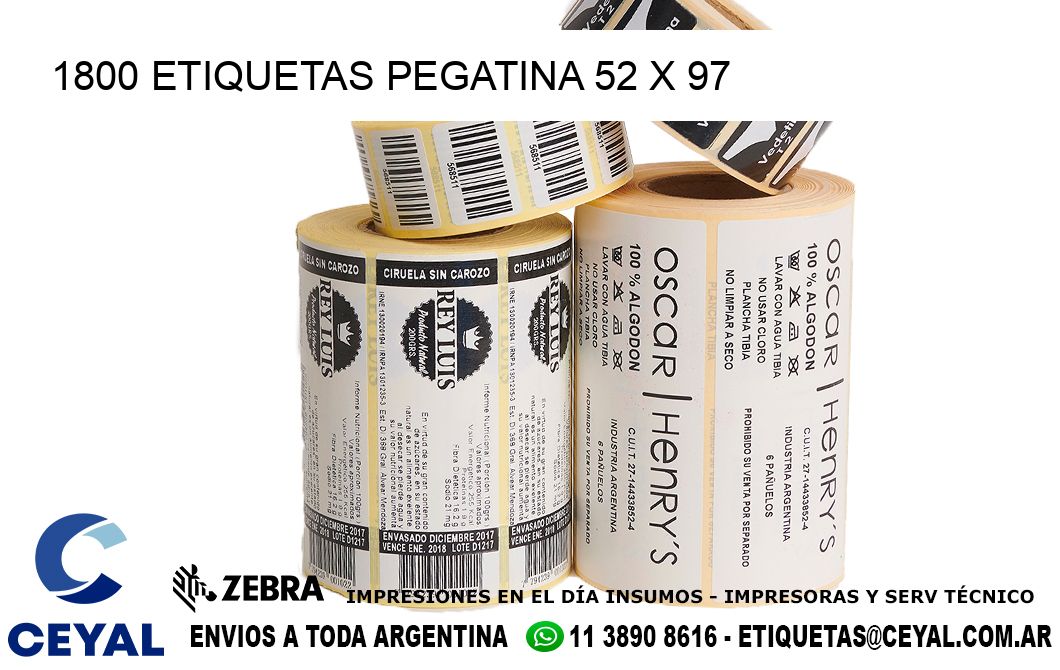 1800 ETIQUETAS PEGATINA 52 x 97