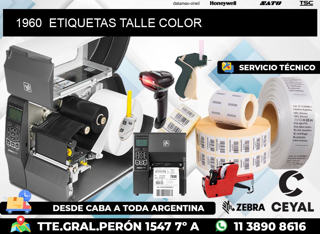 1960 ETIQUETAS TALLE COLOR
