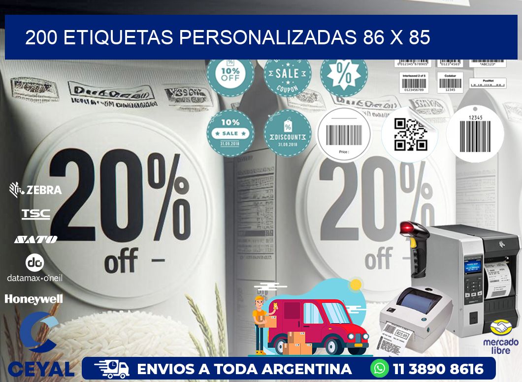 200 ETIQUETAS PERSONALIZADAS 86 x 85