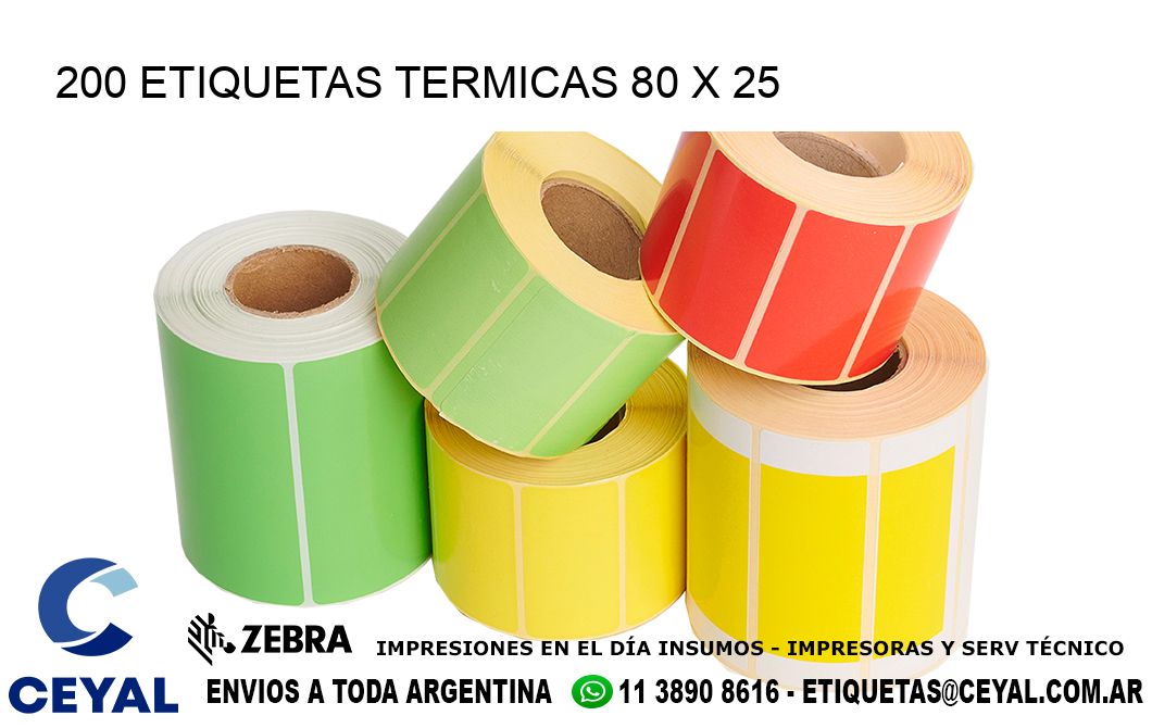 200 ETIQUETAS TERMICAS 80 x 25