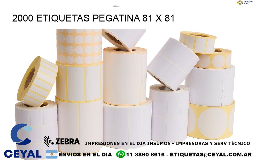 2000 ETIQUETAS PEGATINA 81 x 81