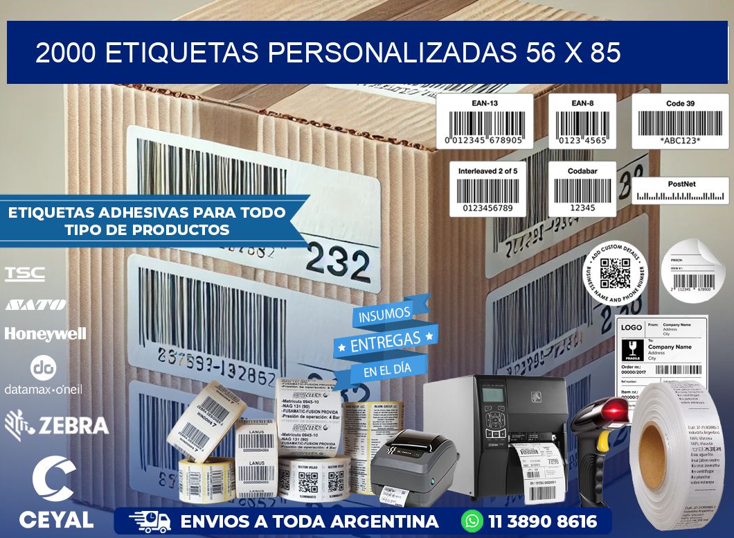 2000 ETIQUETAS PERSONALIZADAS 56 x 85