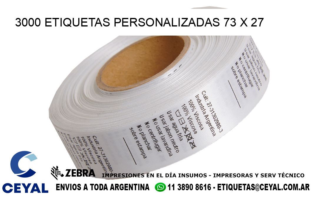 3000 ETIQUETAS PERSONALIZADAS 73 x 27