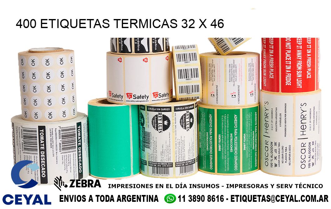 400 ETIQUETAS TERMICAS 32 x 46