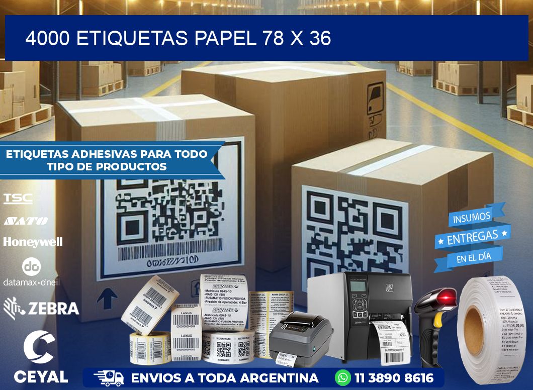 4000 ETIQUETAS PAPEL 78 x 36