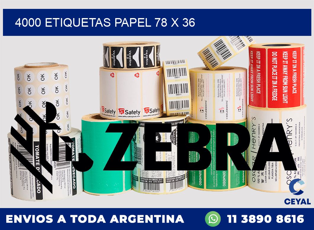 4000 ETIQUETAS PAPEL 78 x 36