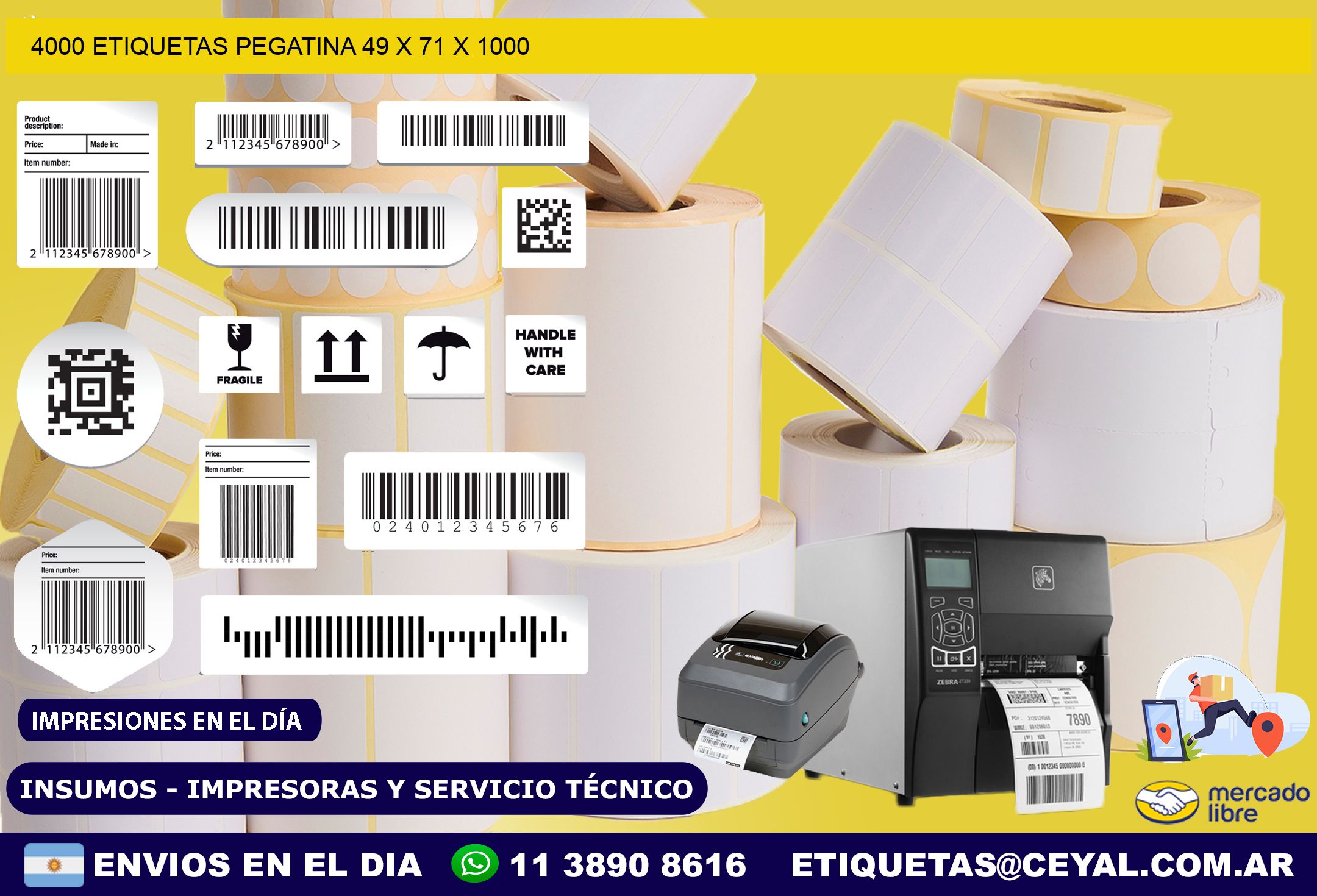 4000 ETIQUETAS PEGATINA 49 x 71 x 1000