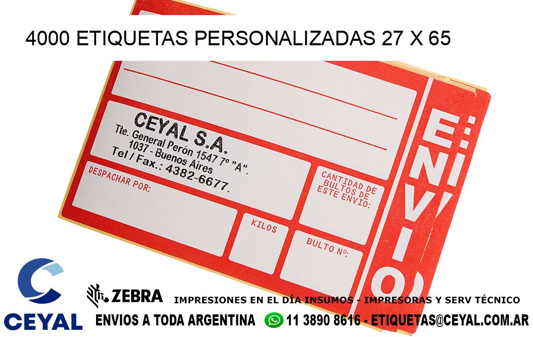 4000 ETIQUETAS PERSONALIZADAS 27 x 65