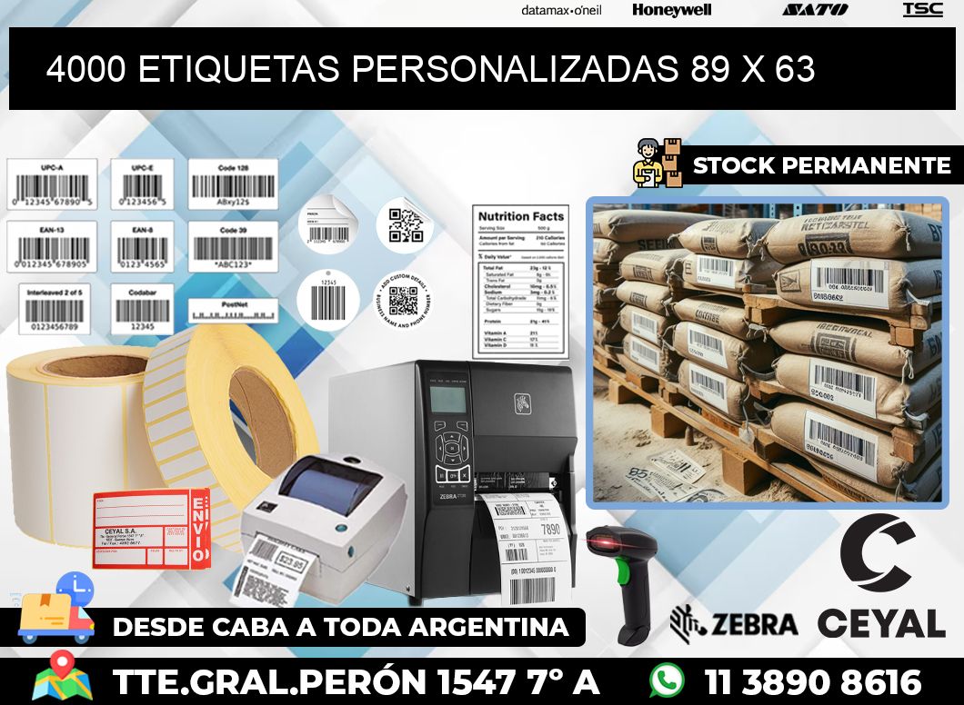 4000 ETIQUETAS PERSONALIZADAS 89 x 63