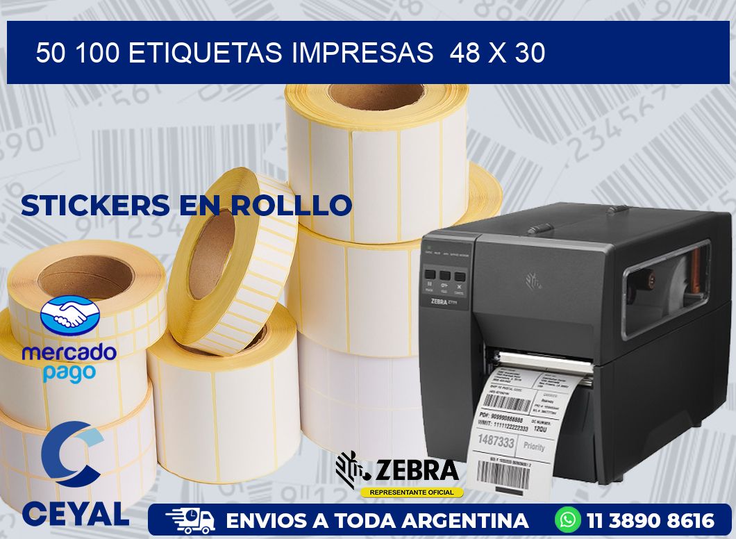 50 100 ETIQUETAS IMPRESAS  48 x 30