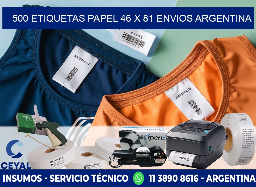 500 ETIQUETAS PAPEL 46 x 81 ENVIOS ARGENTINA