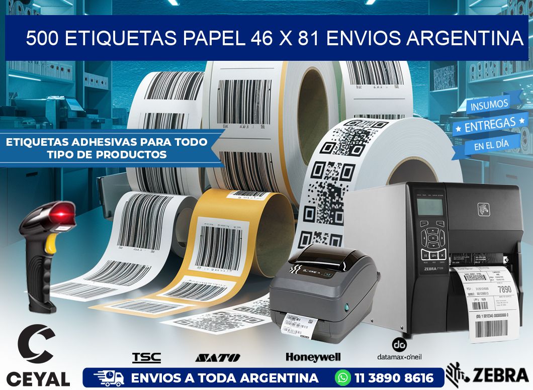 500 ETIQUETAS PAPEL 46 x 81 ENVIOS ARGENTINA