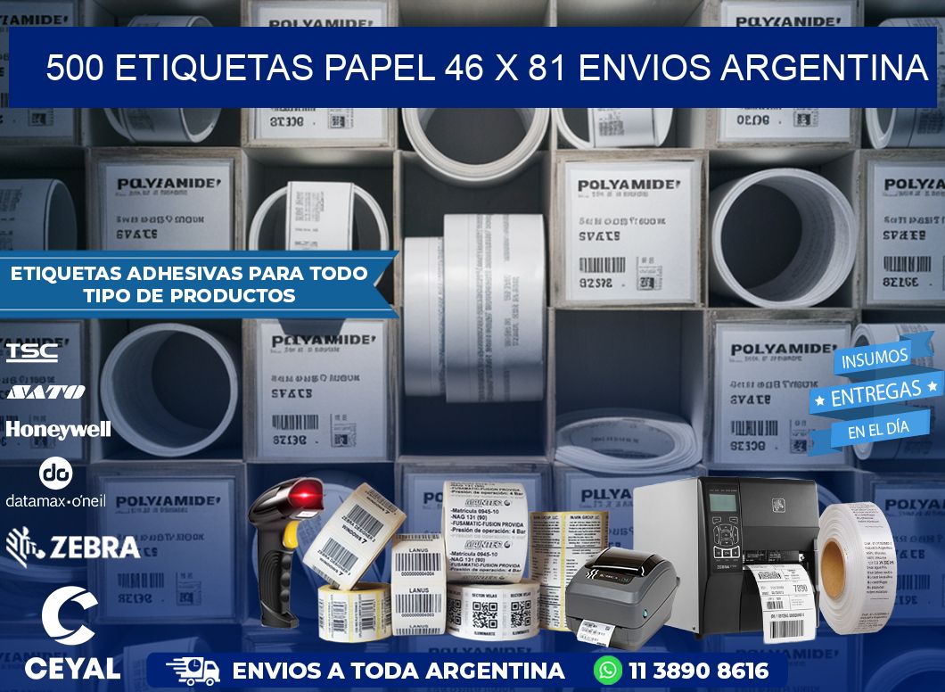 500 ETIQUETAS PAPEL 46 x 81 ENVIOS ARGENTINA