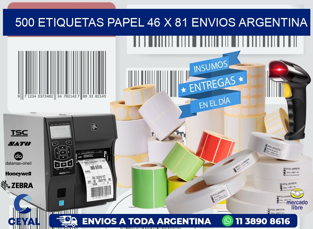 500 ETIQUETAS PAPEL 46 x 81 ENVIOS ARGENTINA