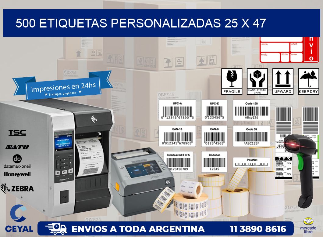 500 ETIQUETAS PERSONALIZADAS 25 x 47