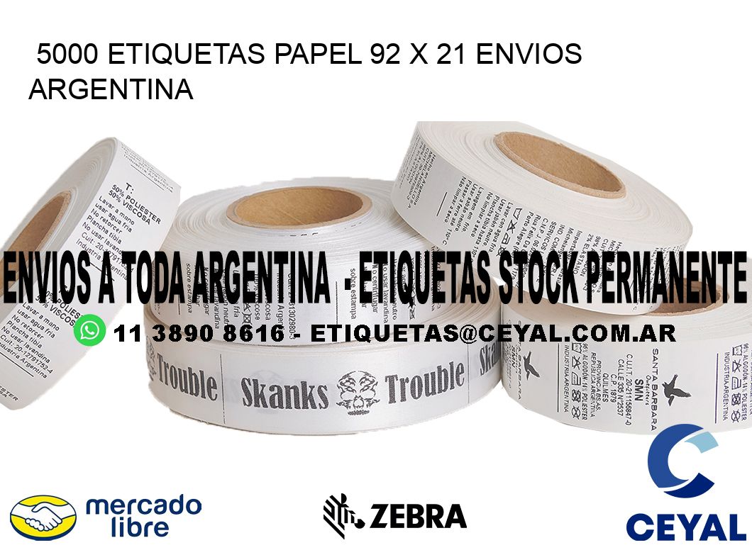 5000 ETIQUETAS PAPEL 92 x 21 ENVIOS ARGENTINA