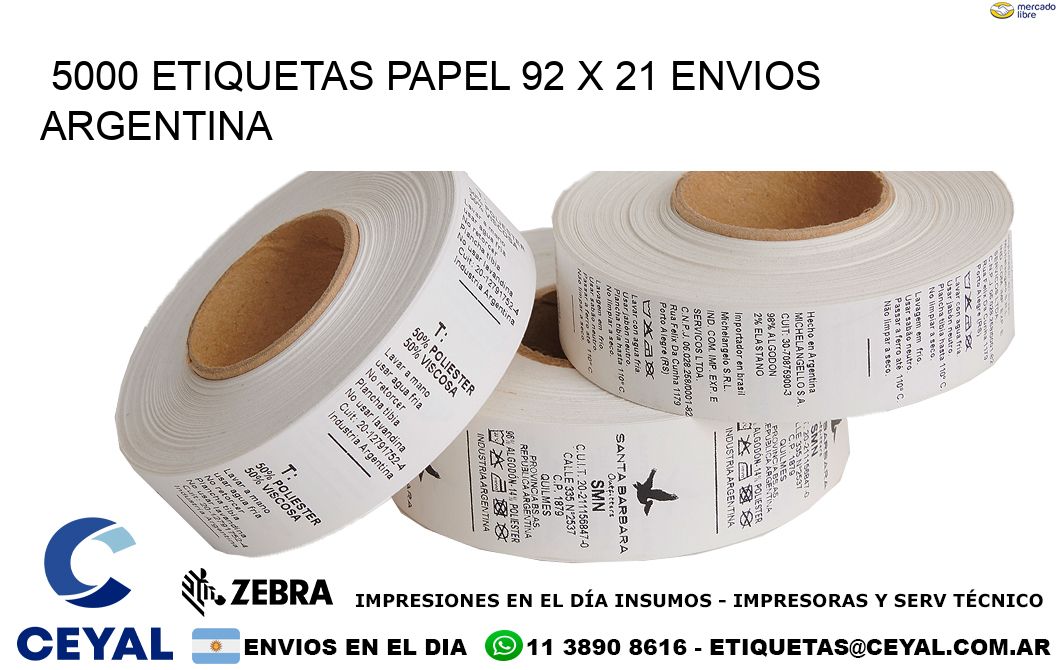 5000 ETIQUETAS PAPEL 92 x 21 ENVIOS ARGENTINA