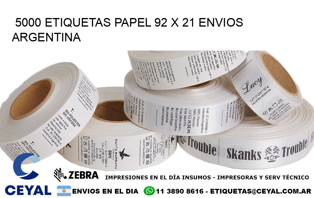 5000 ETIQUETAS PAPEL 92 x 21 ENVIOS ARGENTINA