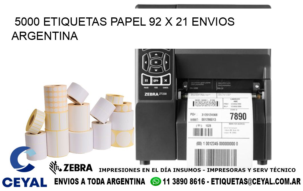 5000 ETIQUETAS PAPEL 92 x 21 ENVIOS ARGENTINA