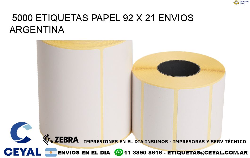 5000 ETIQUETAS PAPEL 92 x 21 ENVIOS ARGENTINA