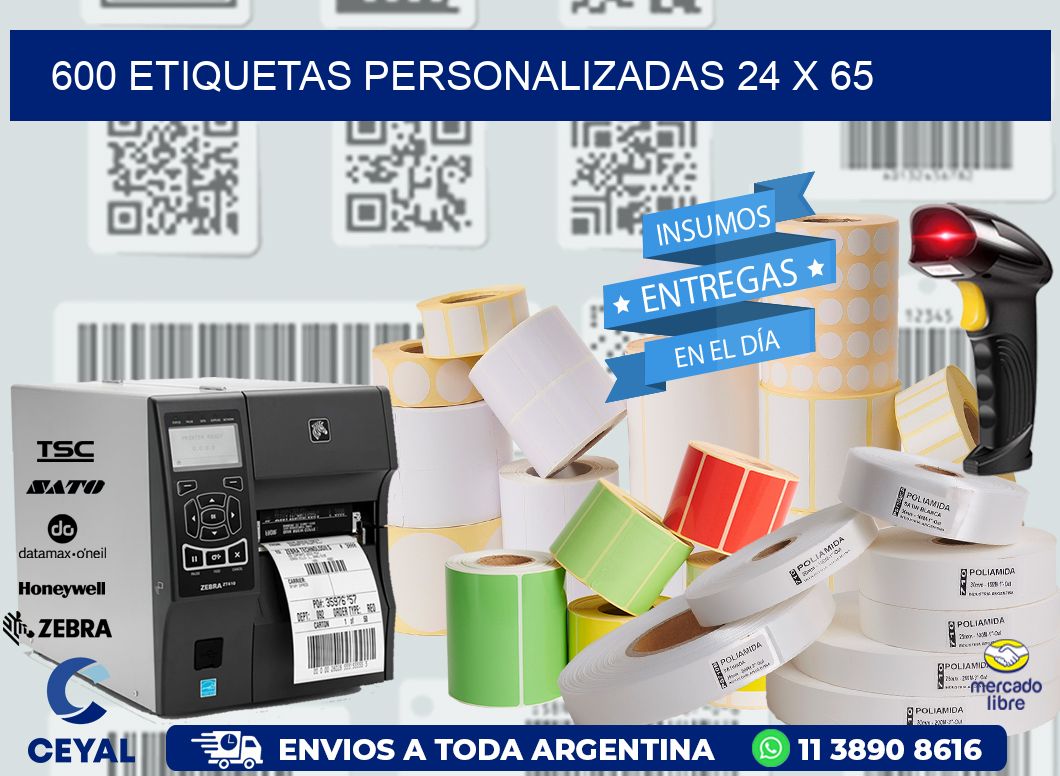 600 ETIQUETAS PERSONALIZADAS 24 x 65