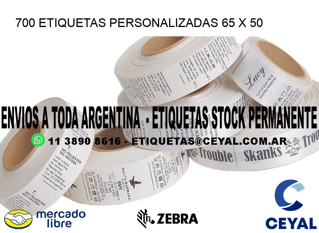 700 ETIQUETAS PERSONALIZADAS 65 x 50