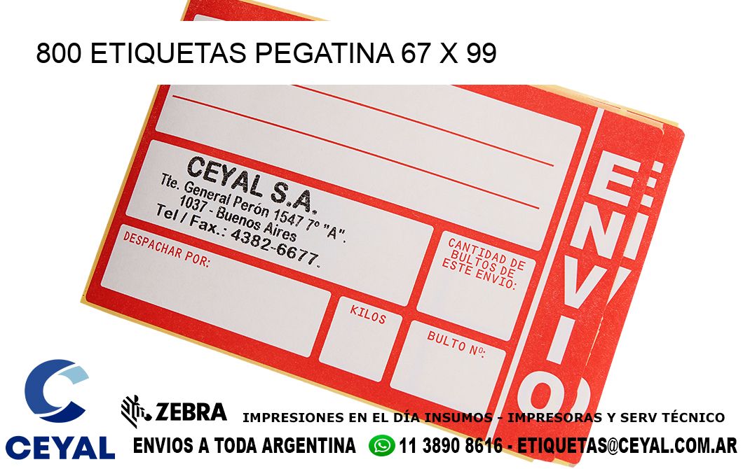 800 ETIQUETAS PEGATINA 67 x 99