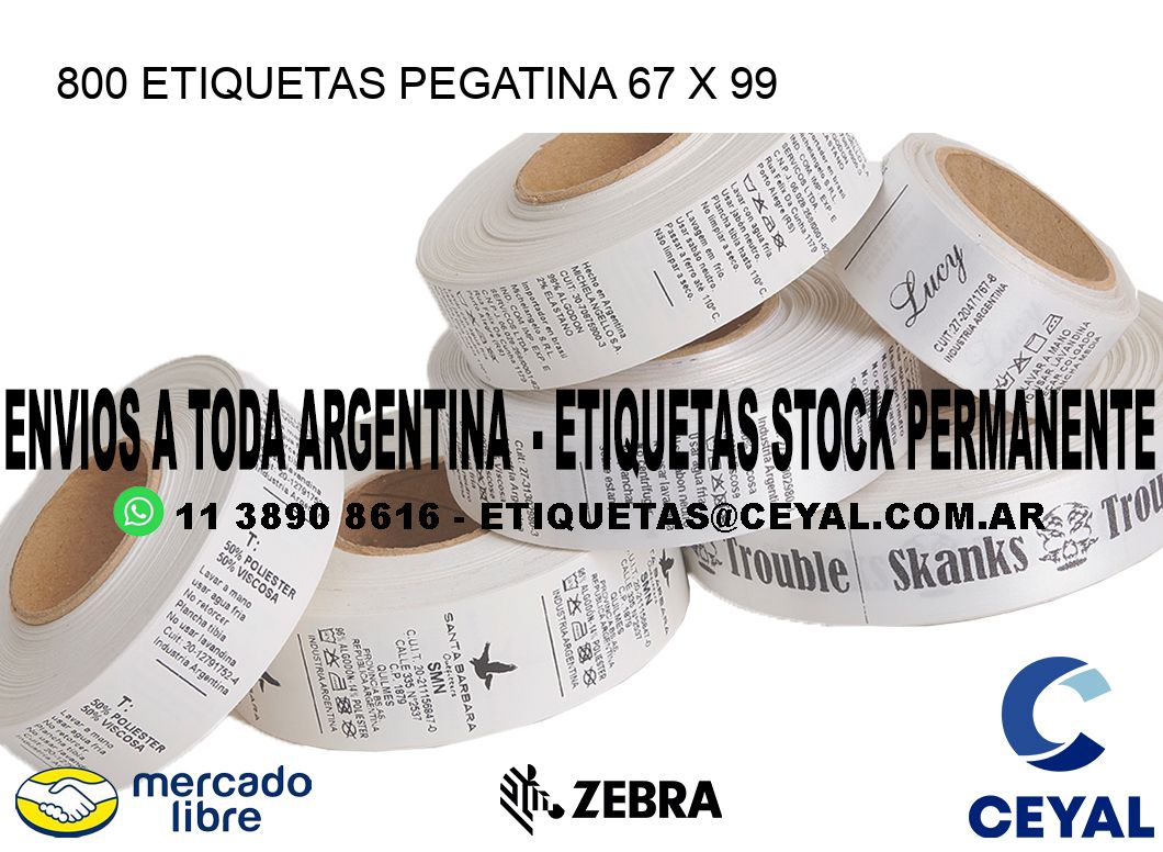 800 ETIQUETAS PEGATINA 67 x 99