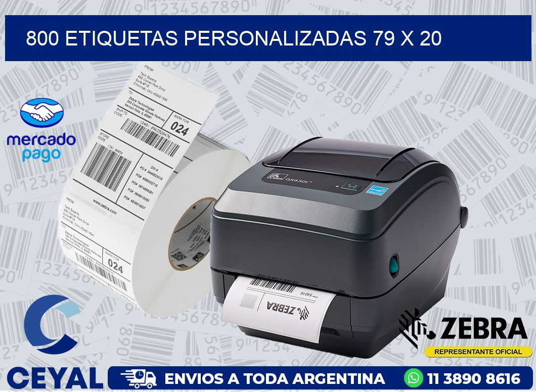 800 ETIQUETAS PERSONALIZADAS 79 x 20