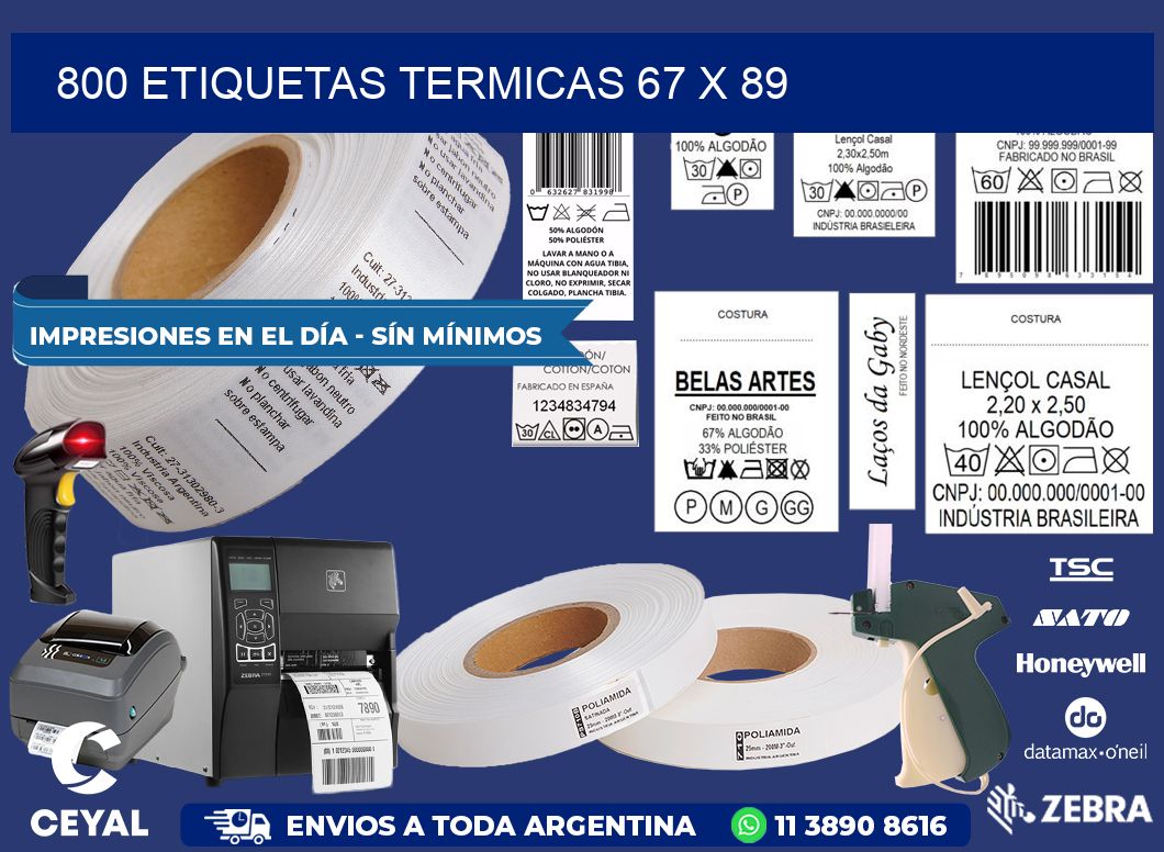 800 ETIQUETAS TERMICAS 67 x 89